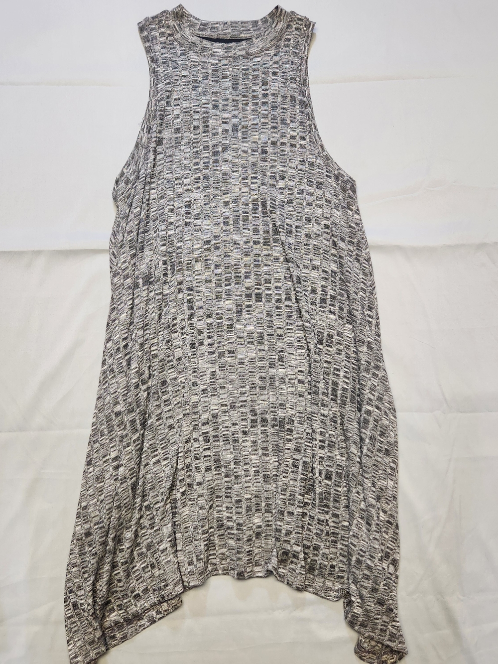 Maeve Black and Gray Textured Knit Midi Dress